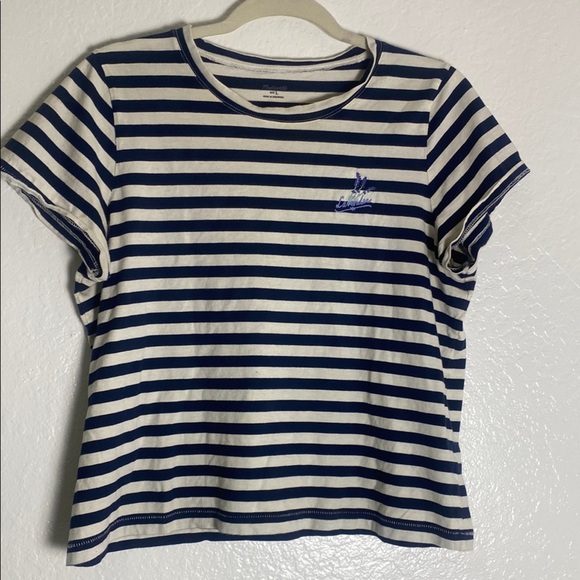 Madewell Striped Navy and White T-Shirt - Picture 1 of 6